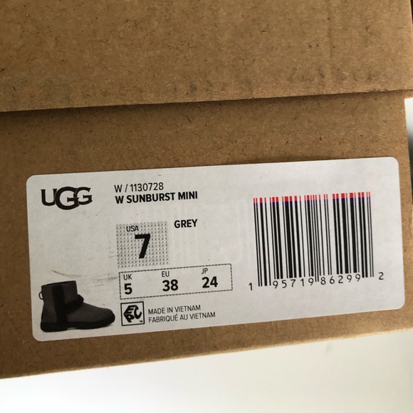 NEW UGG Women Sz 7 Sunburst Mini Genuine Shearling Bootie Grey - Picture 9 of 9